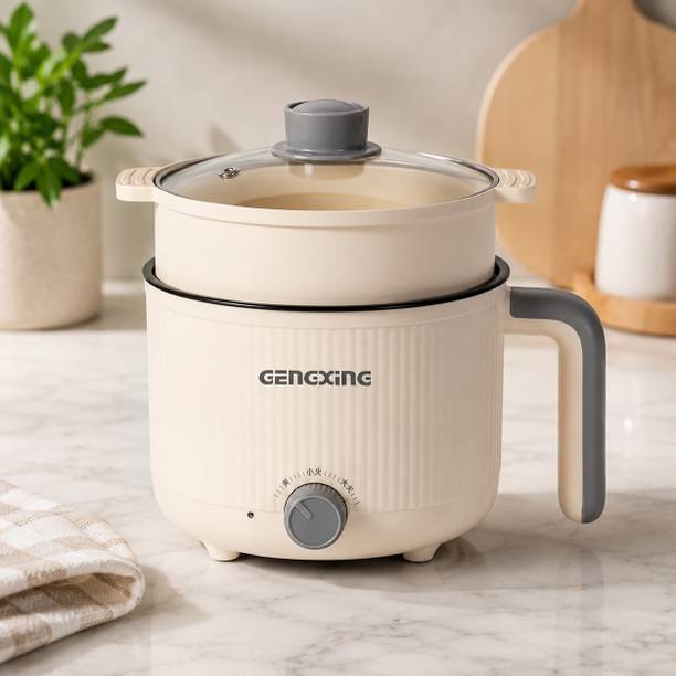 NowExp GENEXINE Electric Cooking Pot 1.5L for Home & Hostel Air Fryer, Deep Fryer, Egg Boiler, Egg Cooker, Food Steamer, Rice Cooker, Travel Cooker