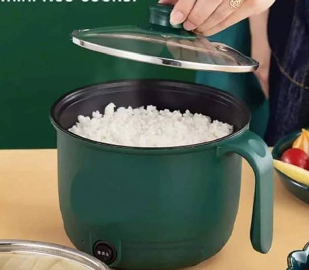 CREATION BAZAAR Multiifunction Mini Non-Stick Cooker with Glass Lid Base Concealed Cooking Hot Rice Cooker, Travel Cooker, Egg Cooker, Egg Boiler, Food Steamer