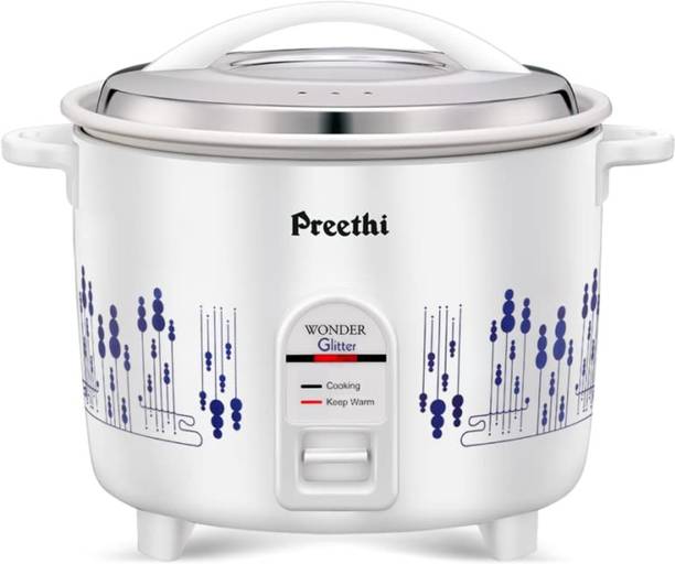 Preethi Glitter E 2.2 Ltr (Double Pan) Rice Cooker, Egg Boiler, Egg Cooker, Food Steamer, Electric Pressure Cooker, Travel Cooker