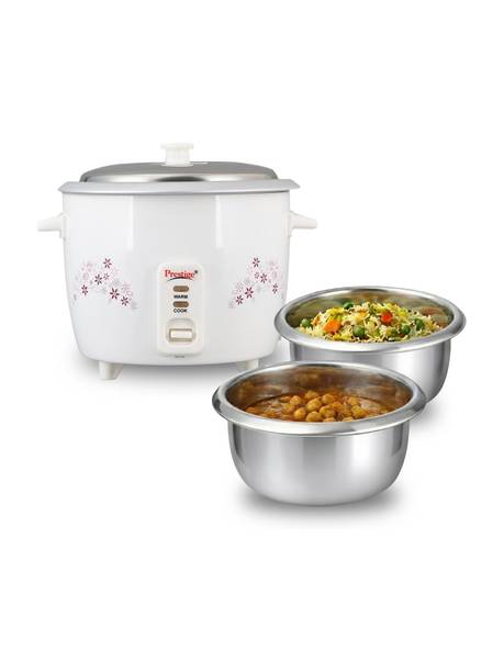 Prestige Delight PRWO-1.5-2 Double Pot with Aluminium Cooking Pan-2 Electric Rice Cooker with Steaming Feature