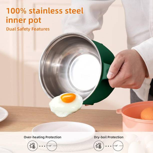 Sahaj Enterprise Electric Cooking Pot 1.5L Multi Cooker with Concealed Base | Mini Noodle Maker Rice Cooker, Slow Cooker, Food Steamer, Egg Boiler, Travel Cooker