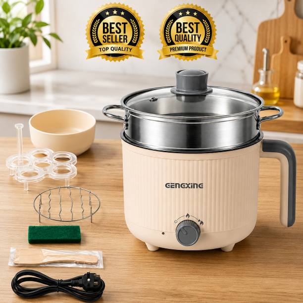 NowExp All-in-One Electric Cooking Pot with Stainless Steel Steamer & Egg Rack Air Fryer, Deep Fryer, Egg Boiler, Egg Cooker, Food Steamer, Rice Cooker, Travel Cooker