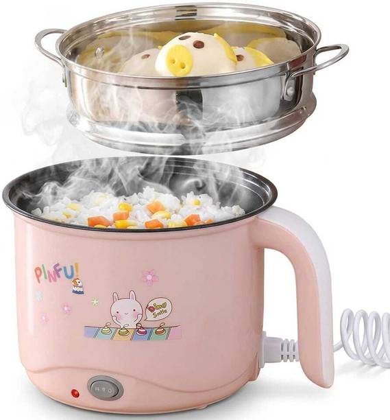 GAMADIYN BAZAAR Multiifunction Mini Non-Stick Cooker with Glass Lid Base Concealed Cooking Pot Egg Boiler, Travel Cooker, Rice Cooker, Egg Cooker, Food Steamer