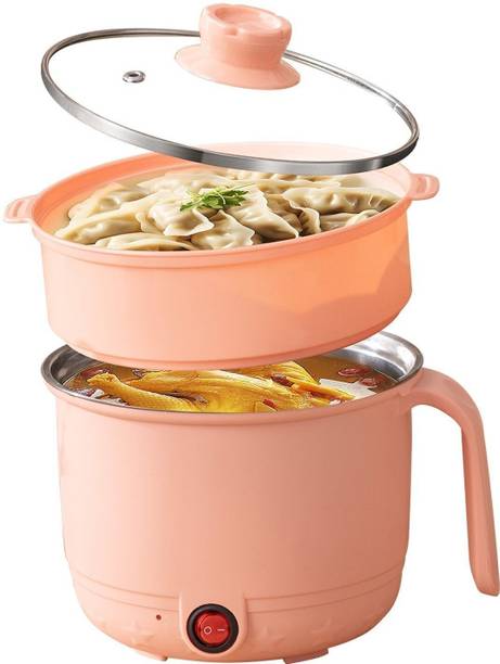 DAKSHWAY Electric Cooking Pot and Steamer 1.5L Multi Cooker with Concealed Base Electric Pressure Cooker, Food Steamer, Rice Cooker, Slow Cooker, Travel Cooker