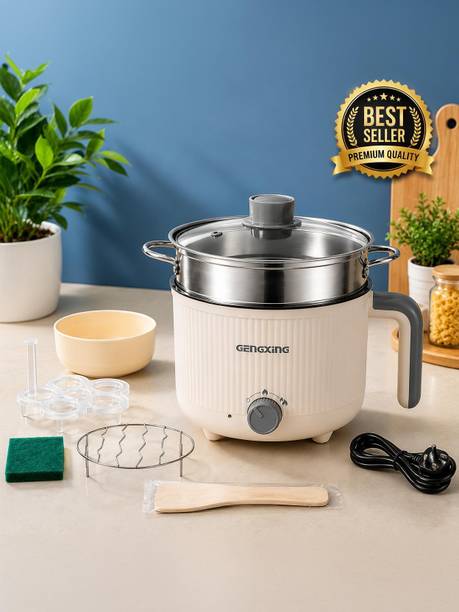 NowExp Electric Kitchen Cooker with Steamer Portable Non-Stick Hot Pot Everyday Meals Air Fryer, Deep Fryer, Egg Boiler, Egg Cooker, Food Steamer, Rice Cooker, Travel Cooker