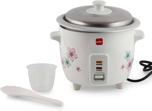 cello Iris Rice Cooker with Single Bowl | Trivet Plate | Electric Rice Cooker with Steaming Feature