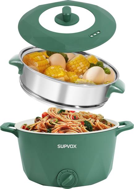 Verilux Steamer Kettle Electric 3 Litre Personal Cooking Pot Deep Fryer, Food Steamer