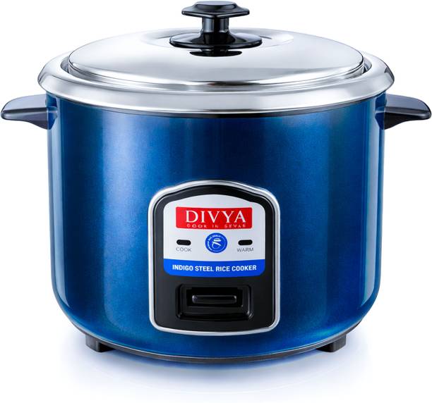 DIVYA INDIGO 1.8 L Stainless Steel Rice Cooker | 700 W | SS Pot | Keep Warm | Electric Rice Cooker