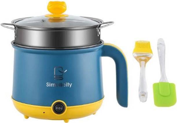 SK RAYAN 3-In-1 600W Multi Cooker with Stainless Steel Steamer, 1.8 L Tempered Glass Lid Travel Cooker, Rice Cooker, Egg Boiler, Egg Cooker, Deep Fryer, Egg Roll Maker, Food Steamer