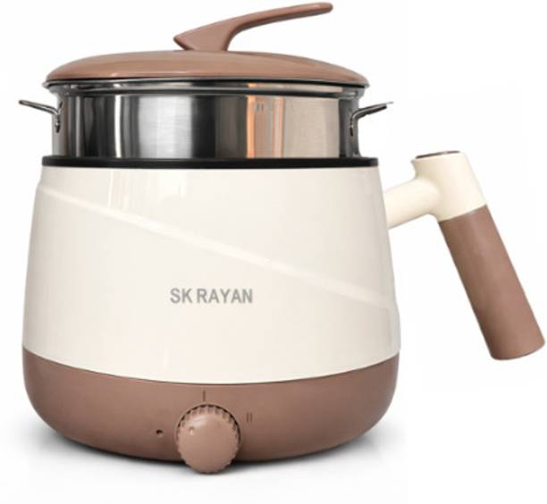 SK RAYAN Non-Stick Electric Cooker with Stainless Steel Steamer and Include Heat Control, Rice Cooker, Travel Cooker, Food Steamer, Egg Boiler, Slow Cooker, Egg Cooker