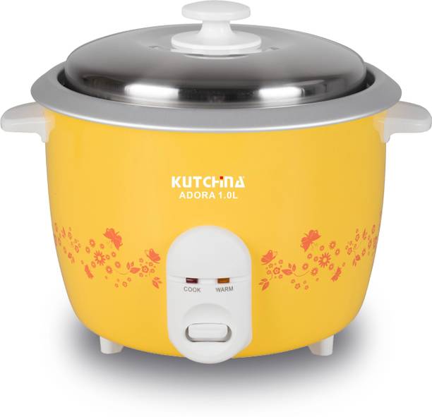 Kutchina Adora Electric Cooker 1 Liter with Non Stick Aluminum Inner Pot | Electric Rice Cooker with Steaming Feature