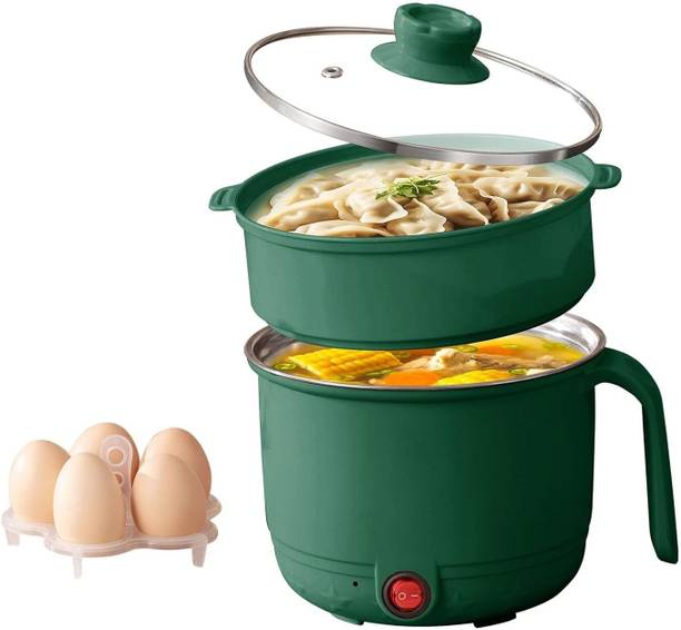 Estervig Multipurpose Electric Cooking Pot with Steamer Non-Stick Inner Steel Rice Cooker Rice Cooker, Deep Fryer, Egg Boiler, Food Steamer, Slow Cooker, Travel Cooker