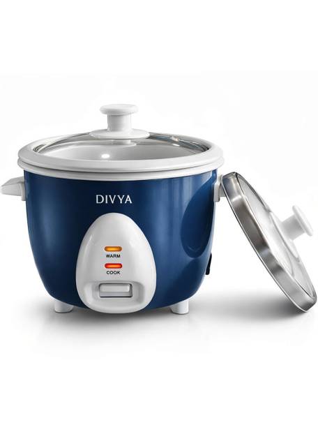 DIVYA 0.6 L Drum Rice Cooker | Double Pot & Double Lid | 300 W | Electric Rice Cooker