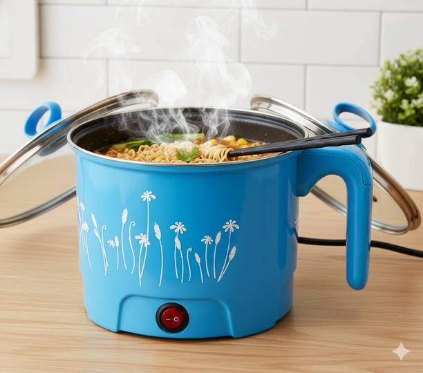 Sahaj Enterprise Multipurpose Electric Cooker with Glass Lid, Non-Stick Pan & Long Handle Electric Pressure Cooker, Slow Cooker, Travel Cooker, Egg Boiler