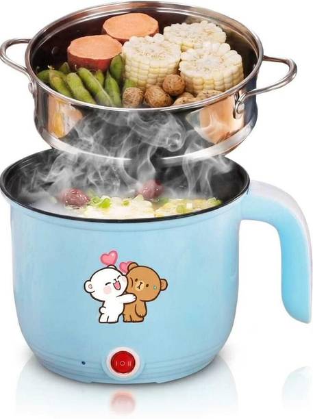Radhe Tempered Glass Lid, Multicolor 3-In-1 500W Multi Electric Cooker Kettle 1.8 Travel Cooker, Rice Cooker, Food Steamer, Egg Cooker, Egg Boiler