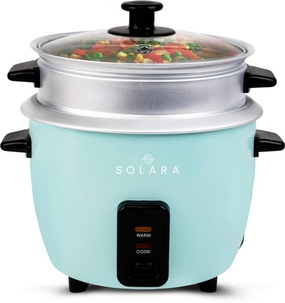 Solara OneTouch 400W Electric Rice Cooker with Steam & Rinse Basket, Automatic Rice Cooker, Food Steamer