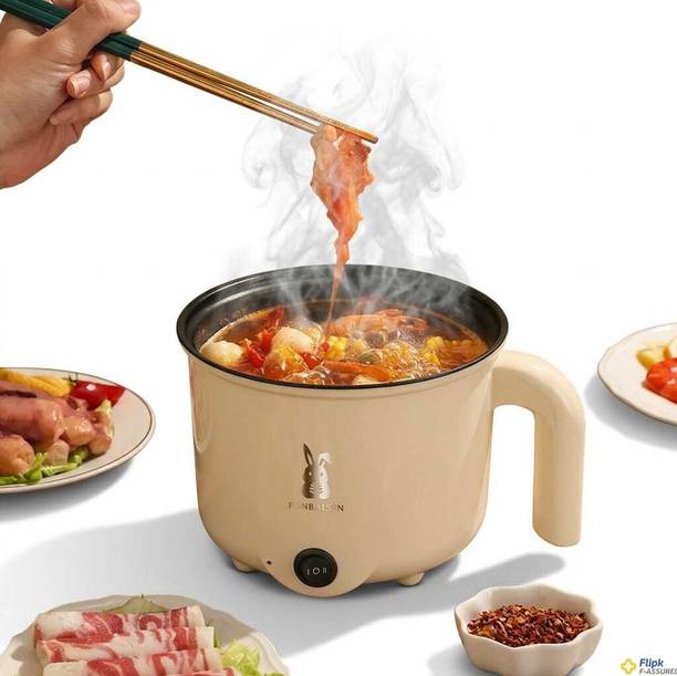 CREATION BAZAAR Multiifunction Mini Non-Stick Cooker with Glass Lid Base Concealed Cooking Hot Rice Cooker, Travel Cooker, Egg Boiler, Egg Cooker