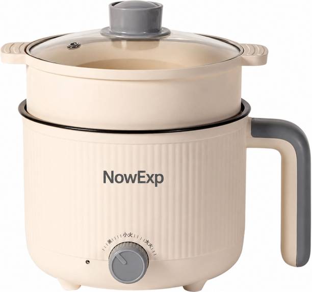 NowExp Newexp Electric Cooker / Multi-Functional Hot Pot with Steamer Air Fryer, Egg Boiler, Deep Fryer, Food Steamer, Rice Cooker, Travel Cooker, Egg Roll Maker