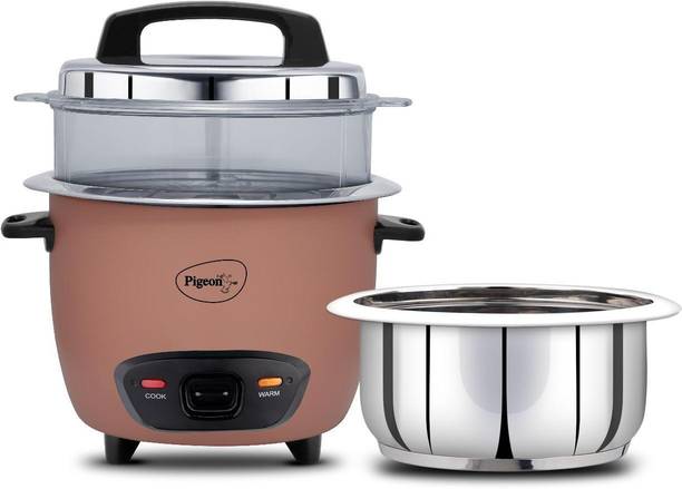 Pigeon Inox Pro 1L | Single Stainless Steel Pot | Automatic | Steamer | Warmer | Small Electric Rice Cooker with Steaming Feature