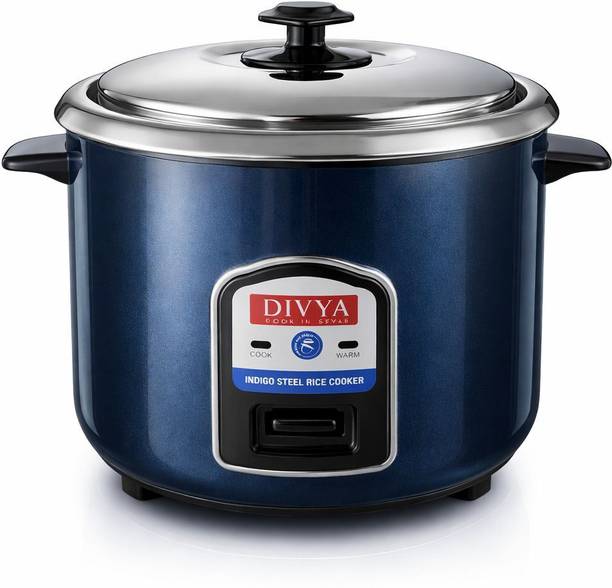 DIVYA INDIGO 1.8 L Stainless Steel Rice Cooker | 700 W | SS Pot | Keep Warm | Electric Rice Cooker