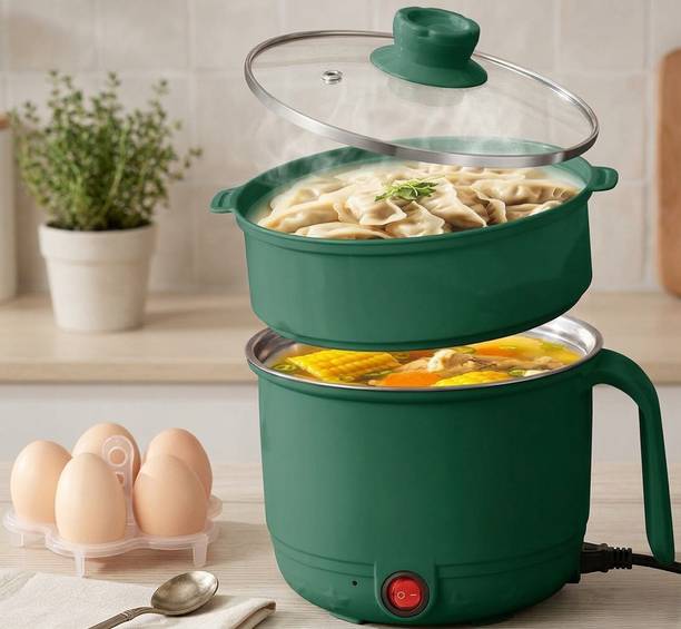 FRESINIYA ENTERPRISES Electric Multipurpose Cooking Pot with Steamer, Stainless Steel Mini Cooker Electric Pressure Cooker