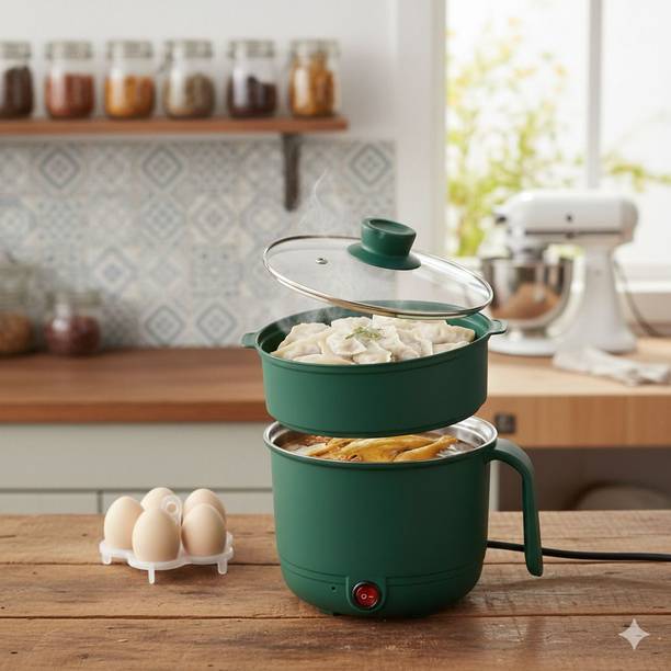 BLANK LOOK Electric Multifunction Cooking Pot 1.5 Litre Multi-Purpose Cooker Egg Boiler, Egg Cooker, Egg Roll Maker, Food Steamer, Rice Cooker, Slow Cooker