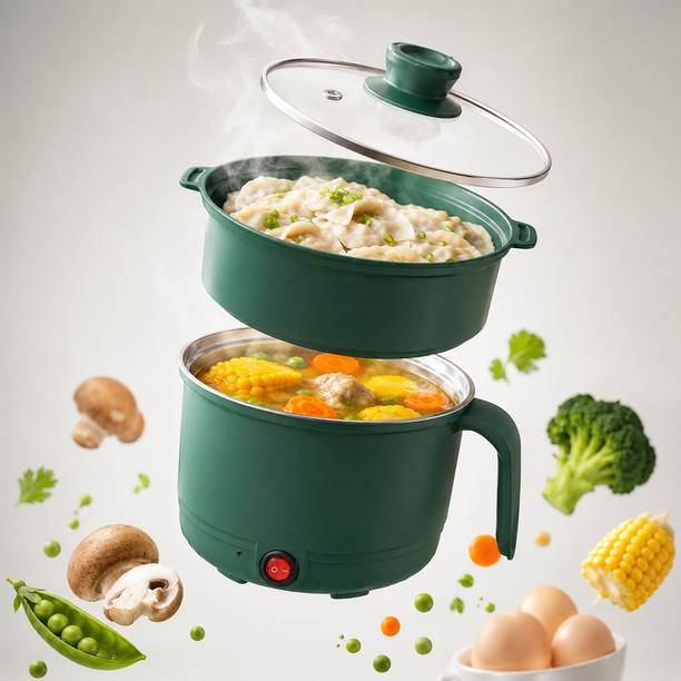 NUVIO Electric Cooker Pot with Large 1.5L Capacity Electric Pressure Cooker, Food Steamer, Rice Cooker, Slow Cooker, Travel Cooker