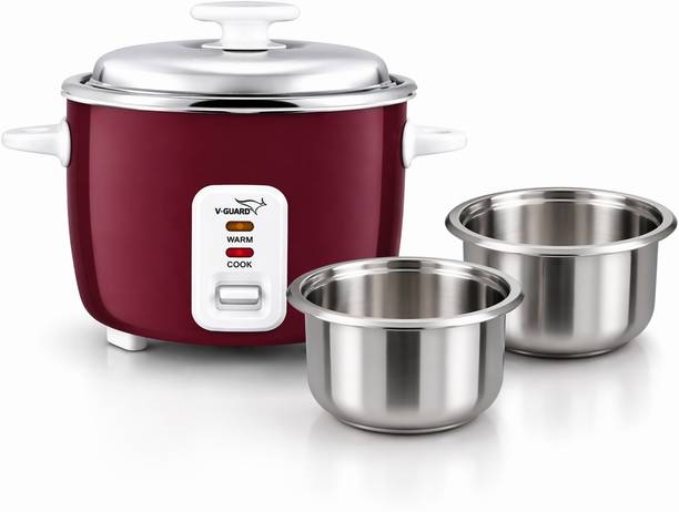 V-Guard Sturdee 0.6Ltr-2 SS Bowl|300w|5year Heating element warranty|Keep Warm function| Electric Rice Cooker