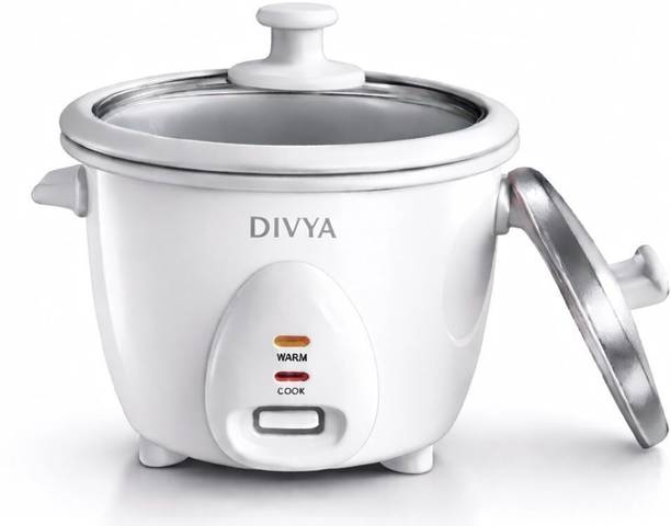 DIVYA 0.6 L Drum Rice Cooker | Double Pot & Double Lid | 300 W | Electric Rice Cooker