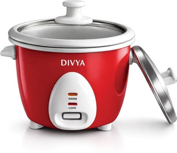 DIVYA 0.6 L Drum Rice Cooker | Double Pot & Double Lid | 300 W | Electric Rice Cooker