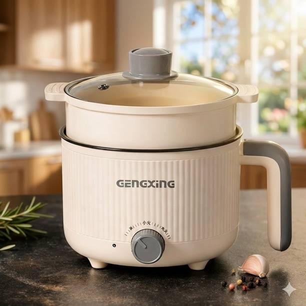 MOOKA Multi-Function Electric Cooker with Steamer Compact Hot Pot Rice Cooker, Air Fryer, Deep Fryer, Egg Roll Maker, Food Steamer, Travel Cooker