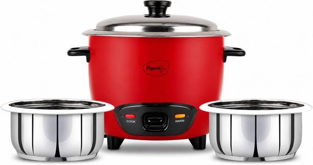 Pigeon Inox 2 Pot Electric Rice Cooker (1.8 L, Red) Electric Rice Cooker