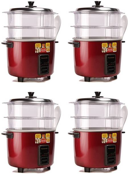 Panasonic SR-WA18H (SS) Red Pack of 4 Food Steamer, Rice Cooker