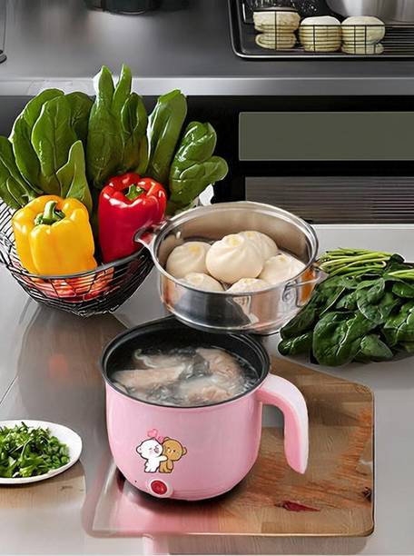 CREATION BAZAAR Cookers,Portable Mini Rice Cooker with Non Stick Liner and Glass Transparent Lid Rice Cooker, Travel Cooker, Food Steamer, Egg Cooker, Egg Boiler