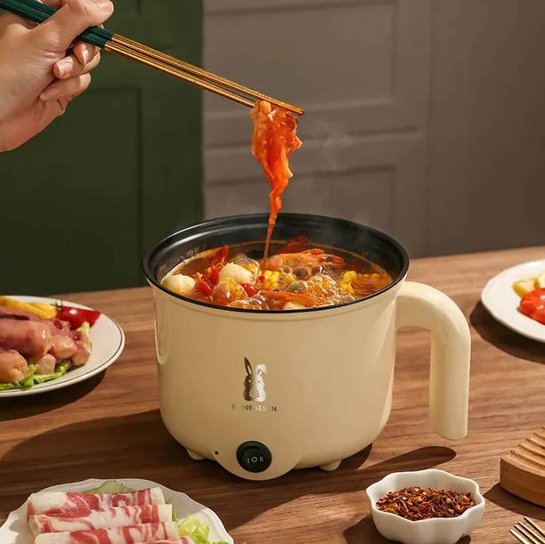 CREATION BAZAAR Multiifunction Mini Non-Stick Cooker with Glass Lid Base Concealed Cooking Hot Rice Cooker, Travel Cooker, Egg Boiler, Egg Cooker