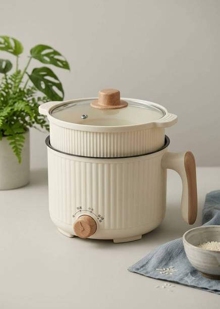 Lariox Mini Multipurpose Electric Cooker With Steamer 1.5 Liter Non-Stick Cooker Egg Boiler, Food Steamer, Rice Cooker, Travel Cooker