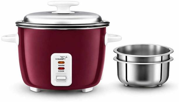 V-Guard STURDEE 1.0ltr|2 SS Pan|400w|5year Heating element warranty|Keep Warm function| Electric Rice Cooker