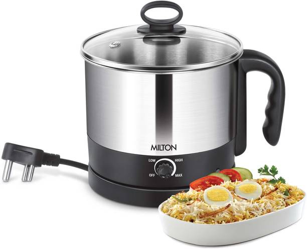 MILTON Go Electro Cooker, 1.2L, 600 Watt, Egg Tray, SS Stand, Steaming Bowl Egg Cooker