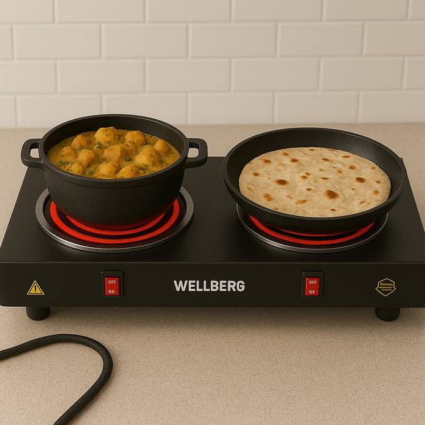 Wellberg Double Coil Electric Stove | 2 Burner Hot Plate for Home, Hostel & Outdoor Use Electric Cooking Heater