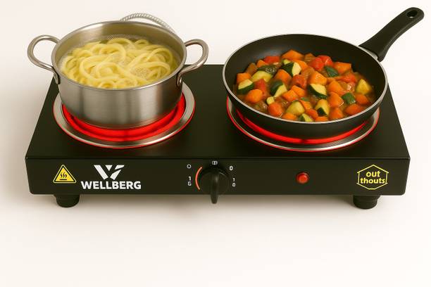 Wellberg Compact 2000W Double Coil Electric Hot Plate | Ideal for Small Kitchens, Hostels Electric Cooking Heater