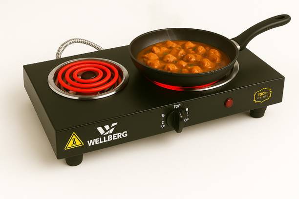 Wellberg Smart Kitchen Companion – 2000W Dual Coil Hot Plate for Quick & Compact Cooking Electric Cooking Heater