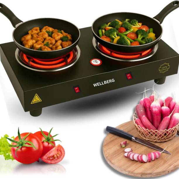 WELLBERG 2000W Dual Coil Electric Cooktop | Heavy Duty Hot Plate for Kitchen Use Electric Grill