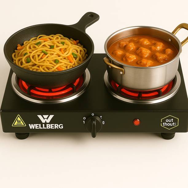 Wellberg 2000W Dual Burner Electric Hot Plate | Energy-Efficient Portable Stove for Easy Electric Cooking Heater
