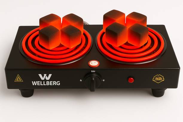 Wellberg Dual Burner Electric Stove | Heavy Duty Hot Plate 2000W Heater for Quick Cooking Electric Cooking Heater