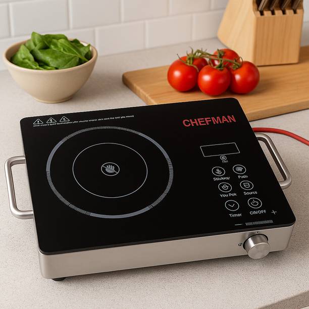 Chefman 2200W Infrared Cooktop with Touch Panel, Crystal Glass and 4 Preset Cooking Mode Electric Cooking Heater