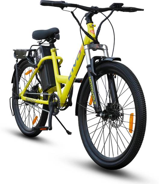 Motovolt Kivo Easy Lite Neon satin Range upto 45 Km in PAS Mode 26 inches Single Speed Lithium Iron Phosphate Electric Cycle