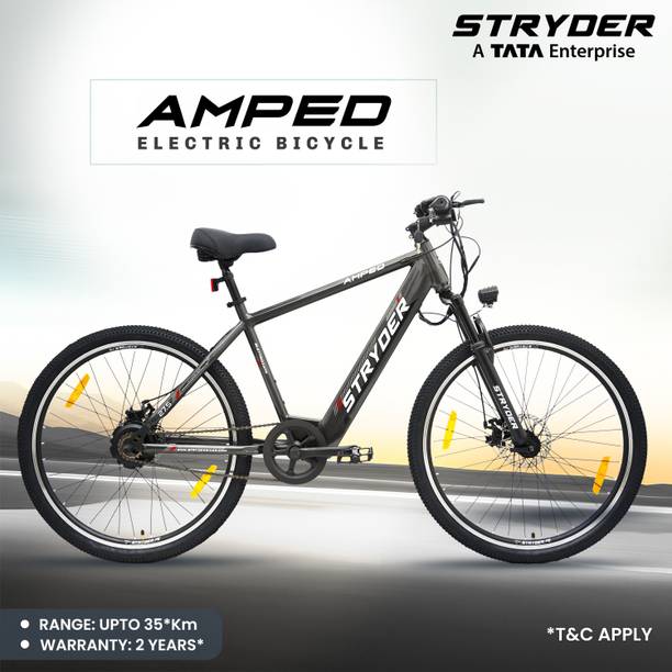 STRYDER AMPED 27.5T Electric Cycle | Up to 35Km Range | Lightweight & Stylish Ride | 27.5 inches Single Speed Lithium-ion (Li-ion) Electric Cycle