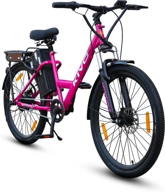 Motovolt Kivo Easy Lite Pink Range upto 45 Km in PAS Mode 26 inches Single Speed Lithium Iron Phosphate Electric Cycle