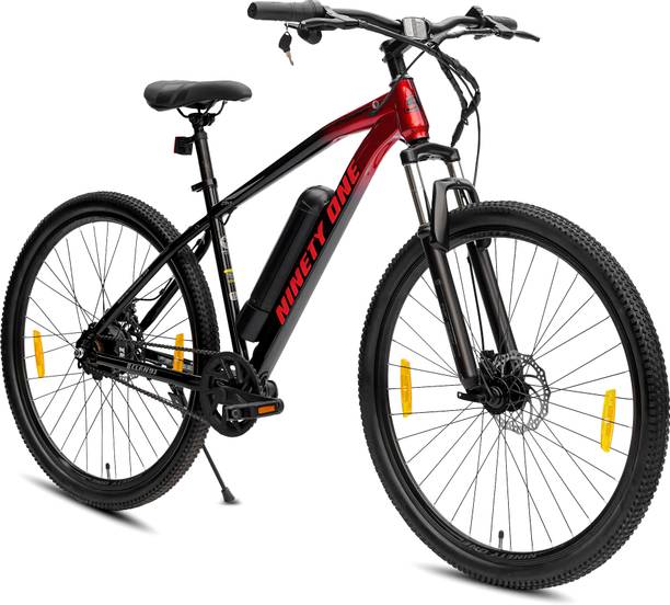 Ninety one E-Drago 7.8Ah Battery | Front Suspension | 250Watts IP65 BLDC Motor | Black Red 27.5 inches Single Speed Lithium-ion (Li-ion) Electric Cycle