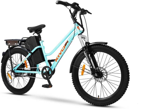Motovolt Kivo 24 Lite Aqua Blue Range upto 45 Km in PAS Mode 24 inches Single Speed Lithium Iron Phosphate Electric Cycle